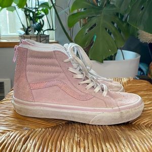 Pink suede high top vans sparkle